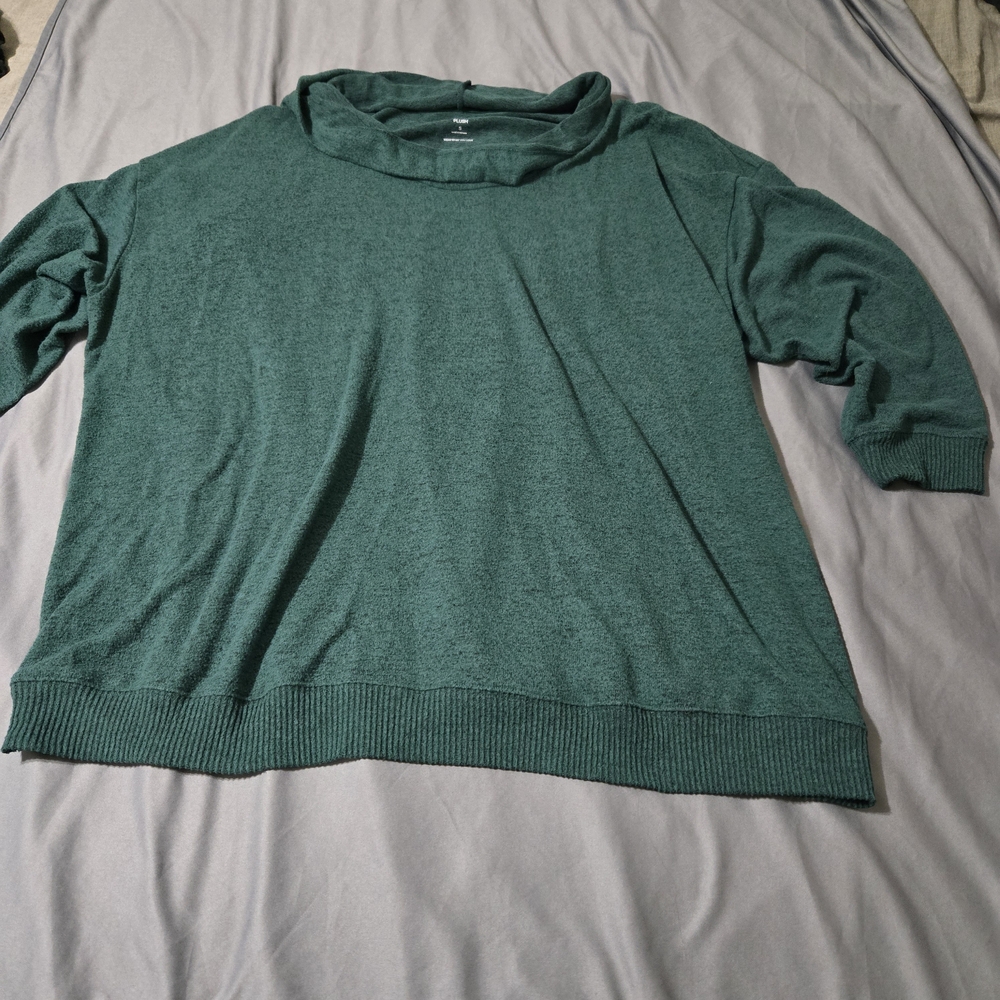 Torrid emerald green Cowl Neck Sweater Tunic Womens Size 5 nylon & rayon Plush